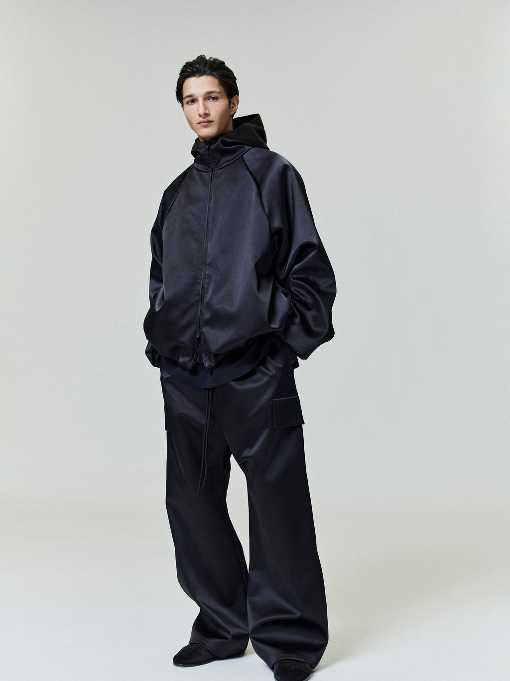 Fear of God Essentials Bonded Satin Wide Leg Field Pant Olive Green