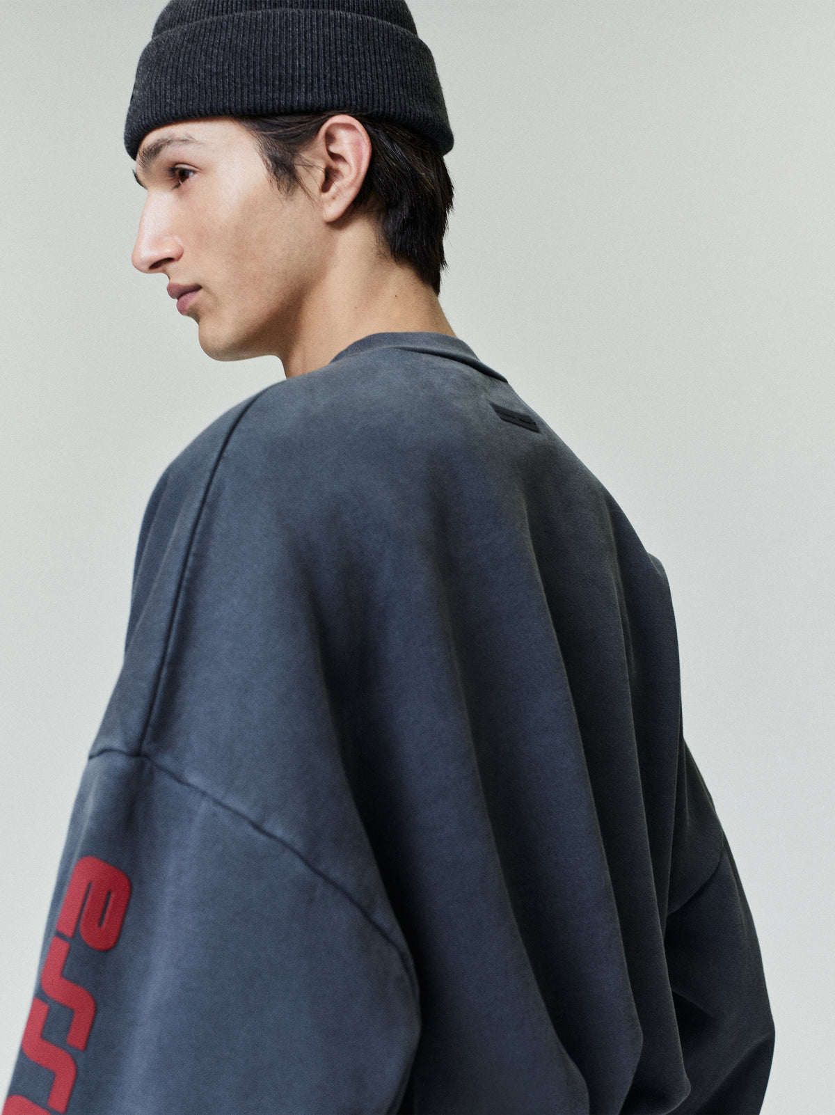 Fear of God Essentials Chicago Heavy Fleece Cropped Sweatshirt Dark Grey Red