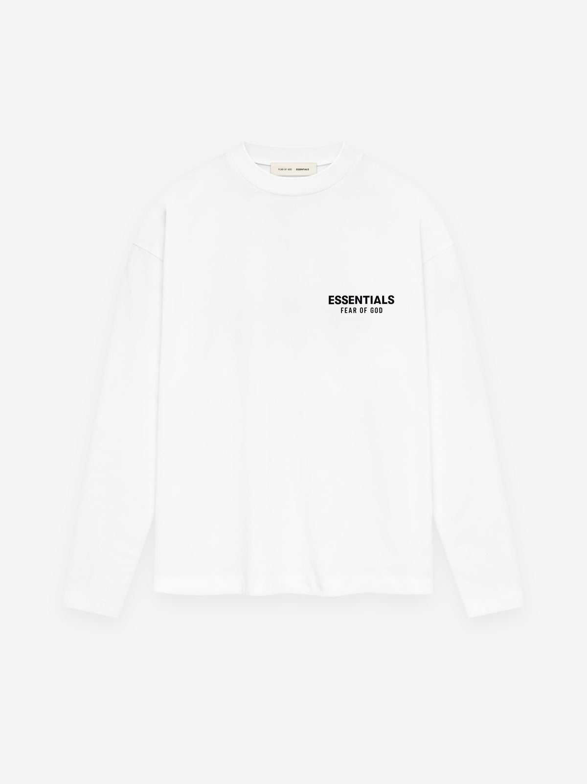 Fear of God Essentials Classic Long Sleeve Cotton Tee White Black