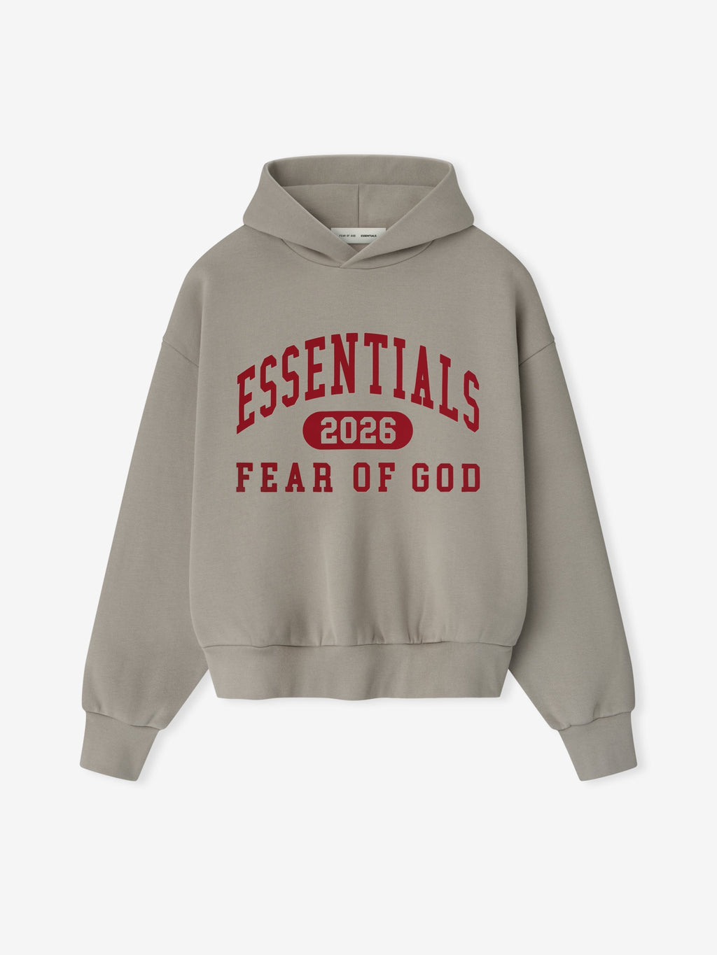 Fear of God Essentials Classic Core Fleece Hoodie 2026 Light Grey Red