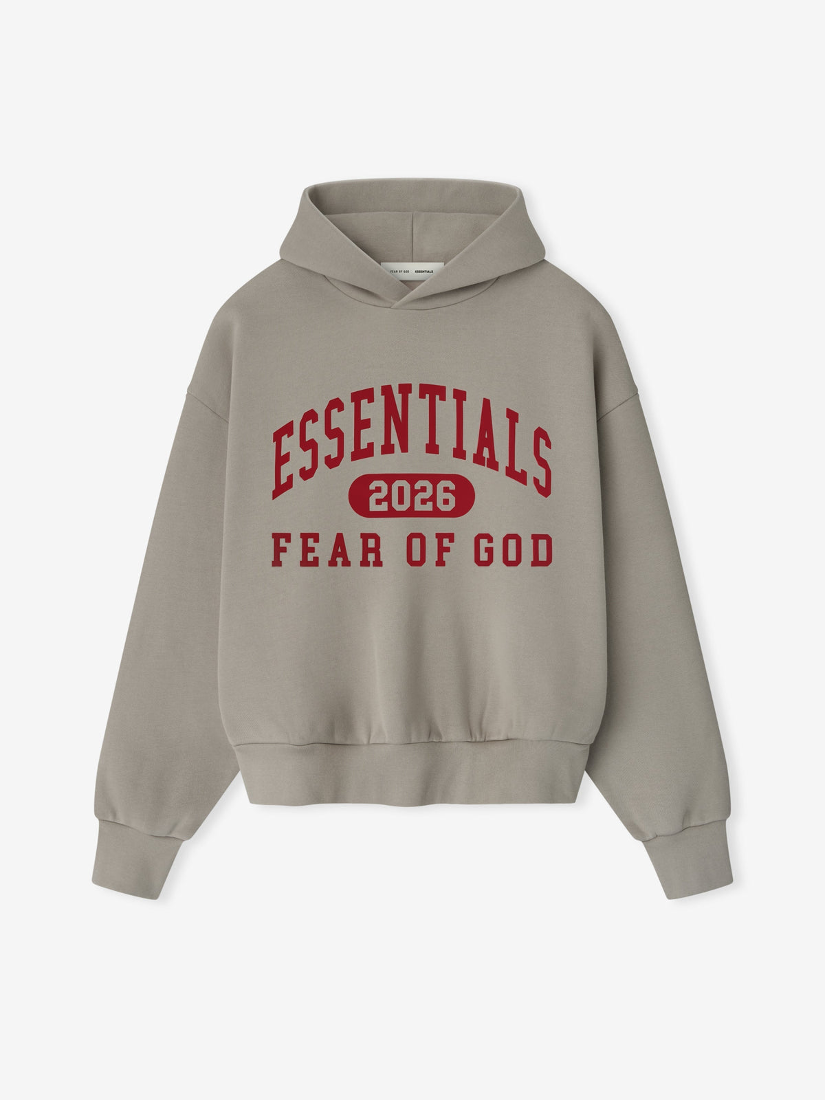 Fear of God Essentials Classic Core Fleece Hoodie 2026 Light Grey Red
