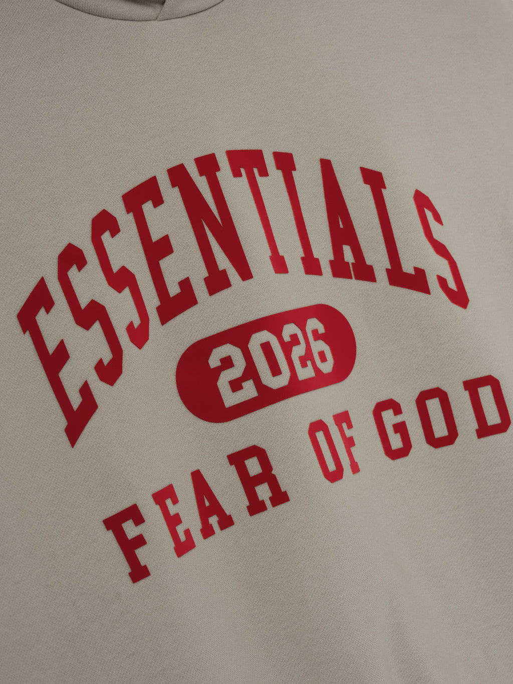 Fear of God Essentials Classic Core Fleece Hoodie 2026 Light Grey Red