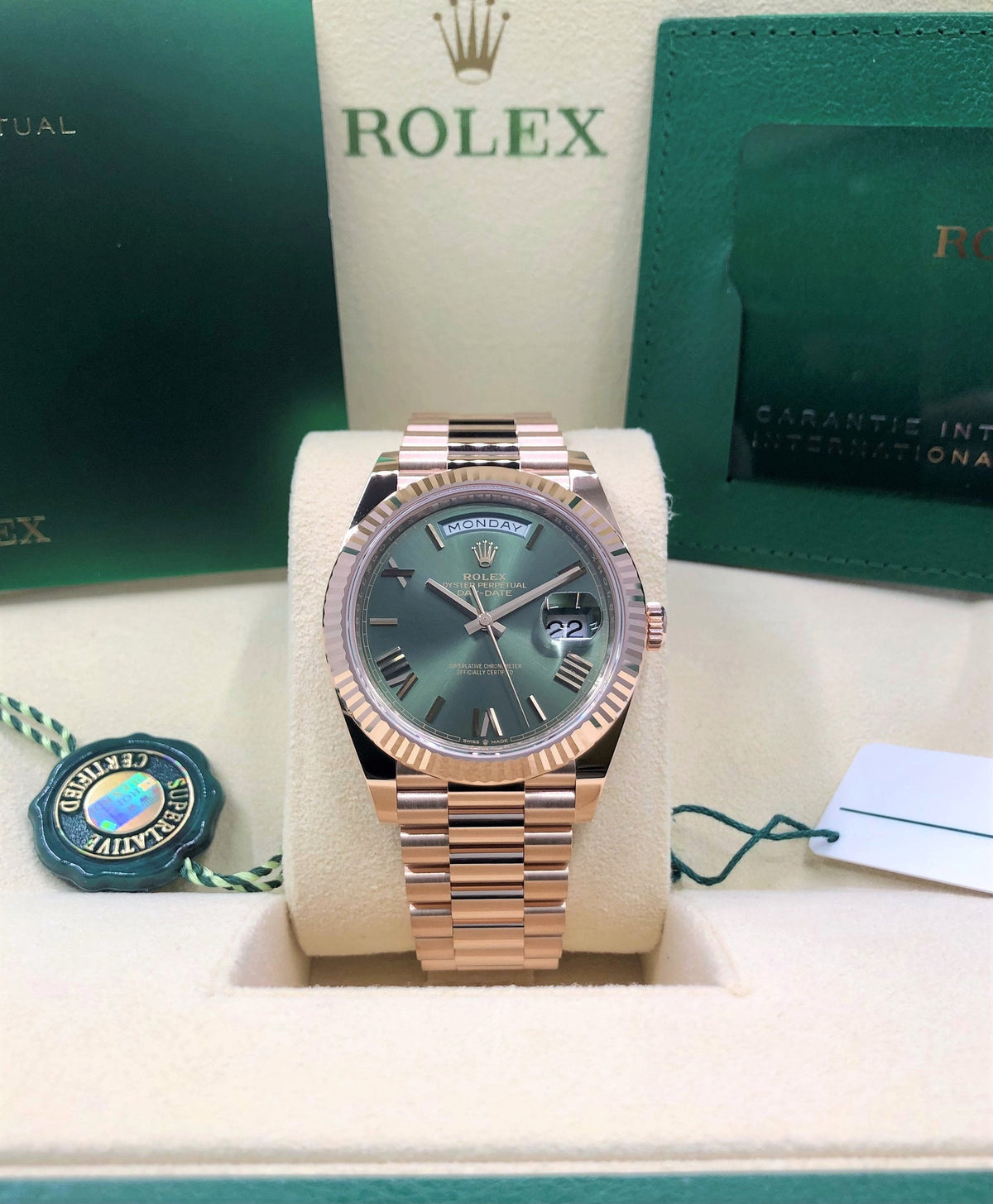 Rolex Day-Date 40 228235 Olive Dial Watch