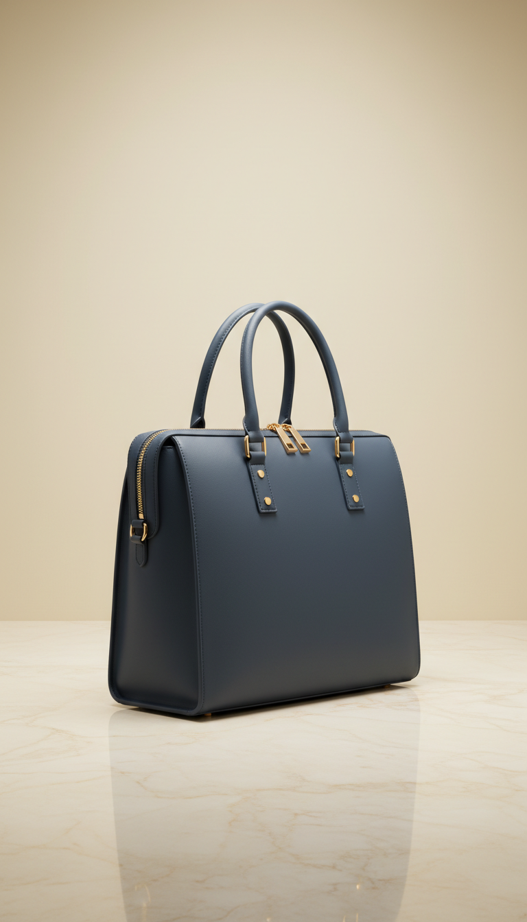 Slate Blue Structured Travel Tote