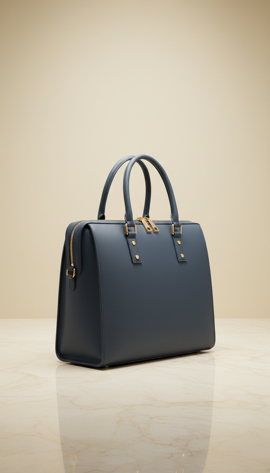 Slate Blue Structured Travel Tote