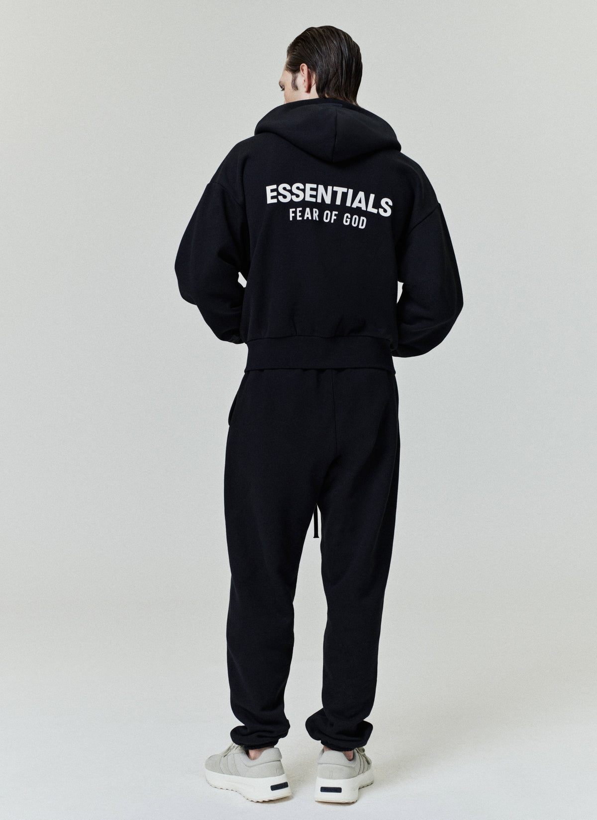 Fear of God Essentials Classic Core Fleece Full Zip-Up Hoodie Black