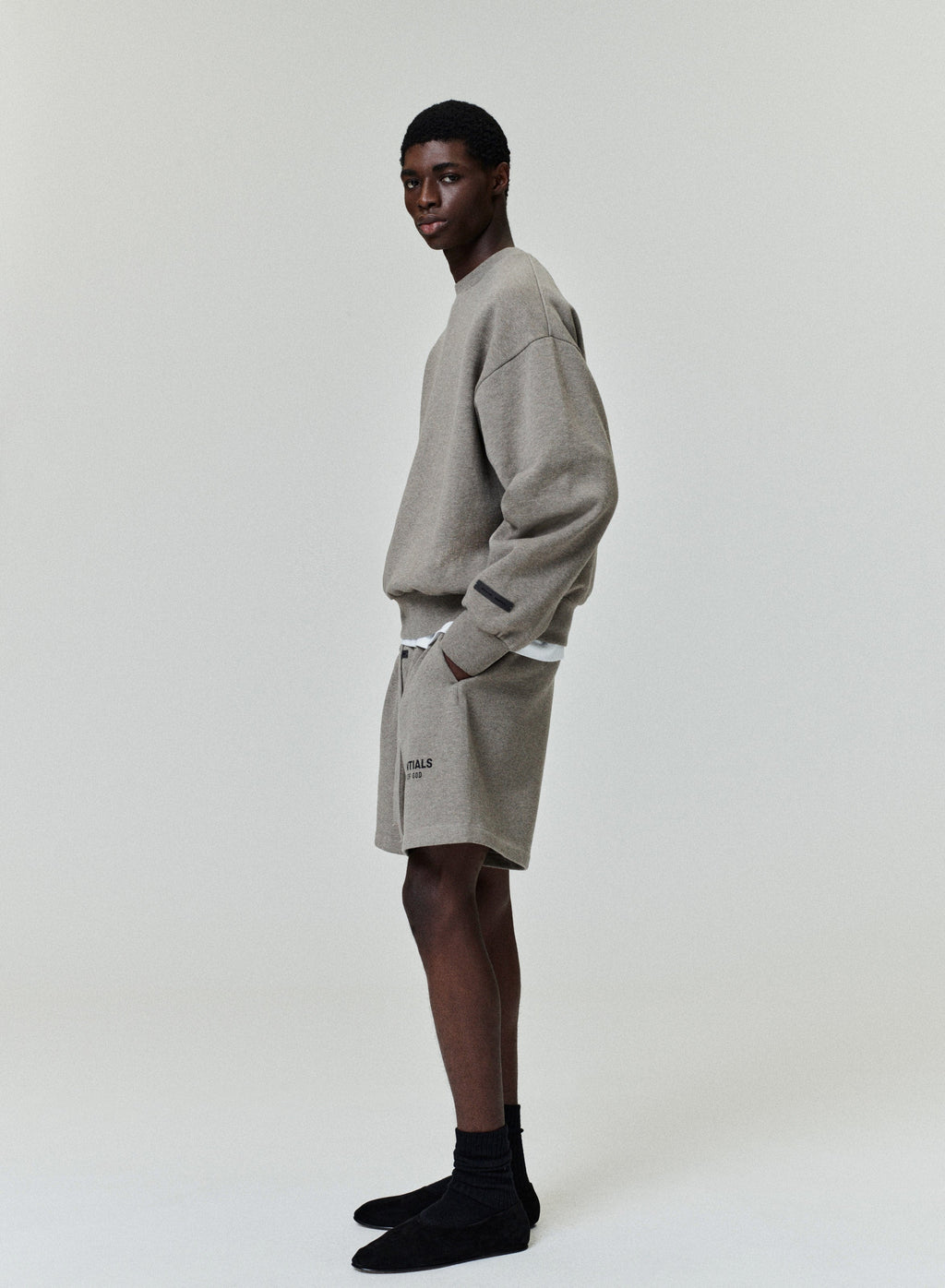 Fear of God Essentials Classic Core Fleece Crewneck Sweatshirt Taupe