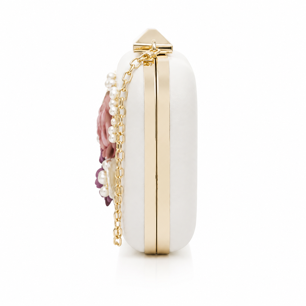 BagAg Woman Pearl Floral Envelope Evening Clutch Bag