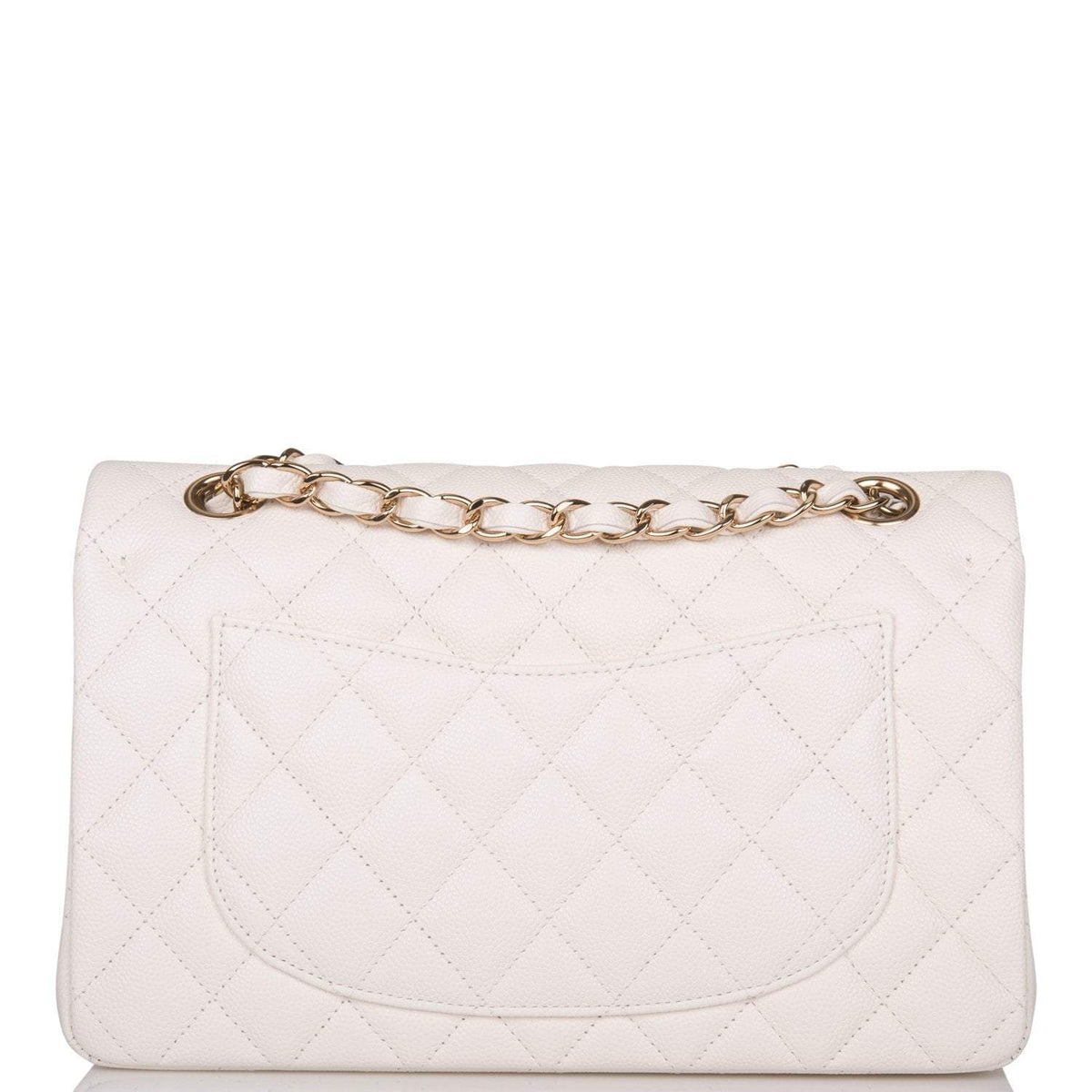 Chanel Small Classic Double Flap White Caviar Light Gold Hardware