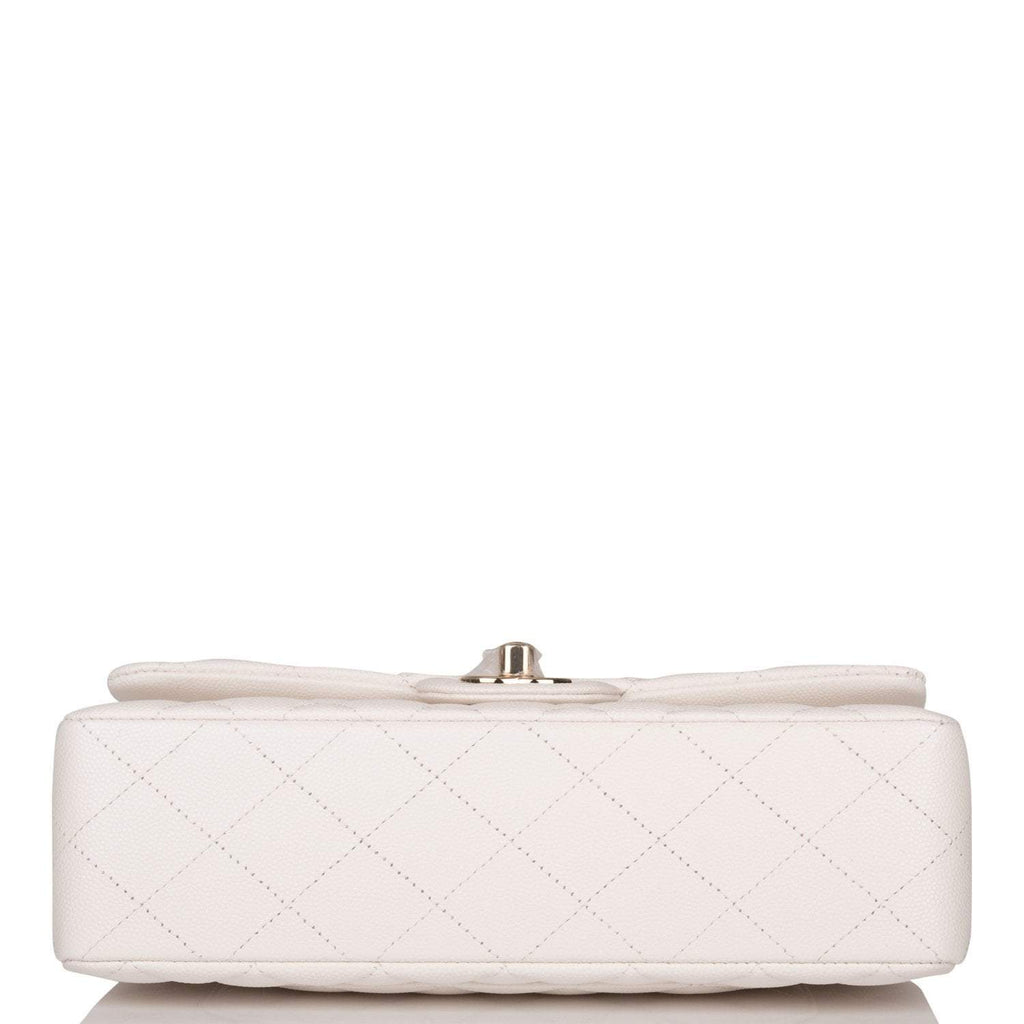 Chanel Small Classic Double Flap White Caviar Light Gold Hardware