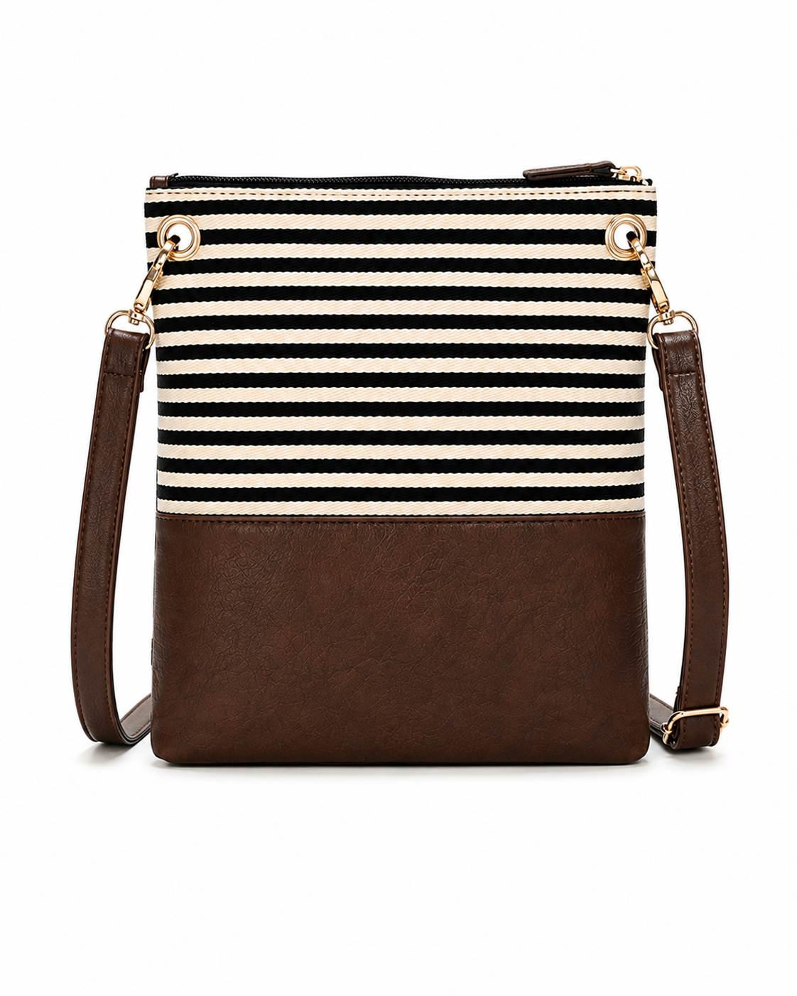 Bag Ag Woman Striped Canvas Crossbody Shoulder Bag
