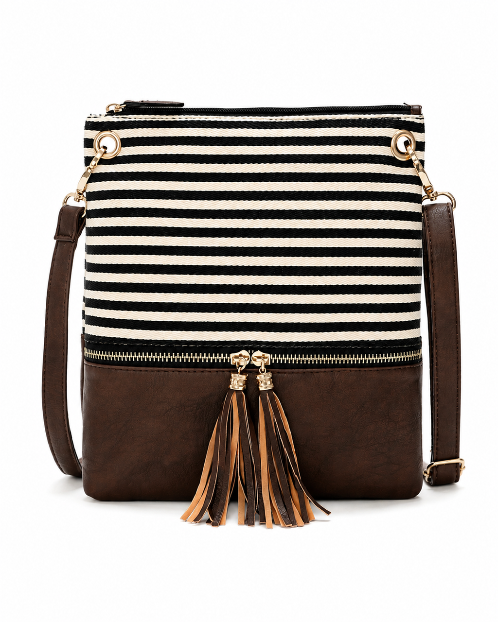 Bag Ag Woman Striped Canvas Crossbody Shoulder Bag