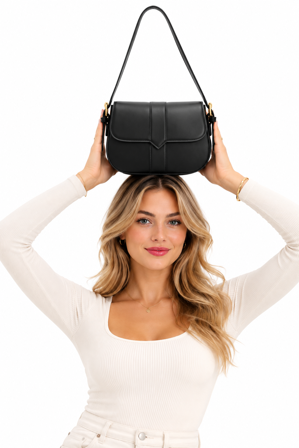 Bag Ag Woman Solid Vegan Leather Vintage Saddle Bag