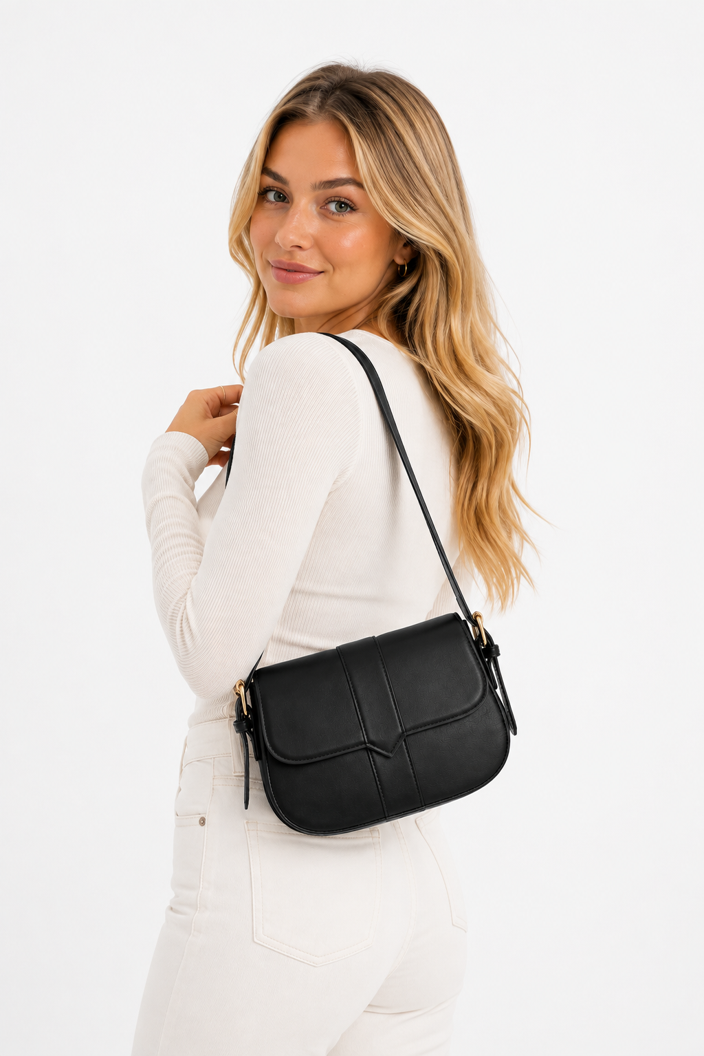 Bag Ag Woman Solid Vegan Leather Vintage Saddle Bag