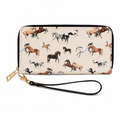Bag Ag Woman Equestrian Horse Print Zippered Wristlet Clutch Wallet