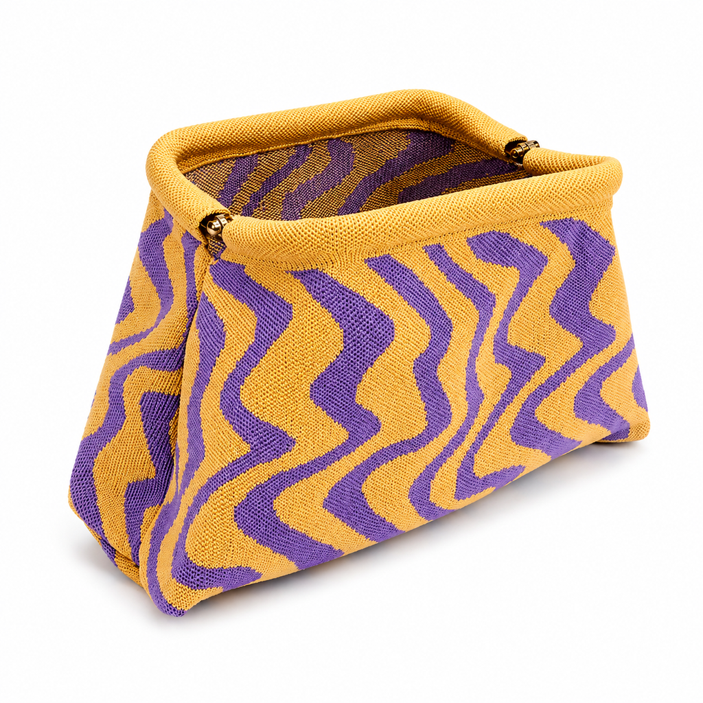 Bag Ag Woman Mah Jongg Striped Woven Storage Clutch