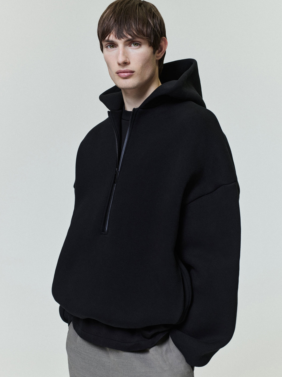 Fear of God Athletics Half Zip Hoodie - Heavy Cotton Fleece Black
