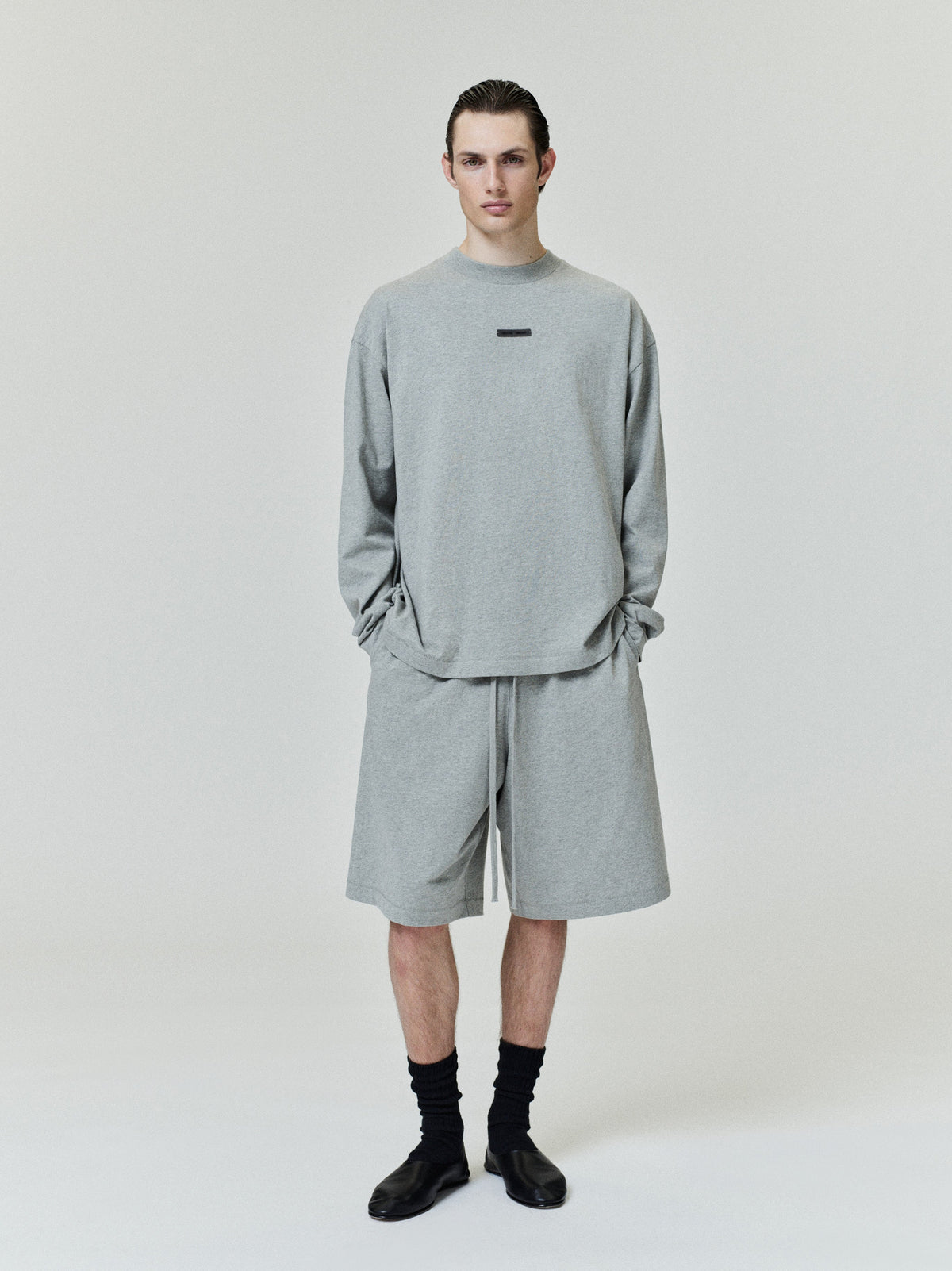 Fear of God Essentials Classic Long Sleeve Cotton Jersey Tee Soft Taupe