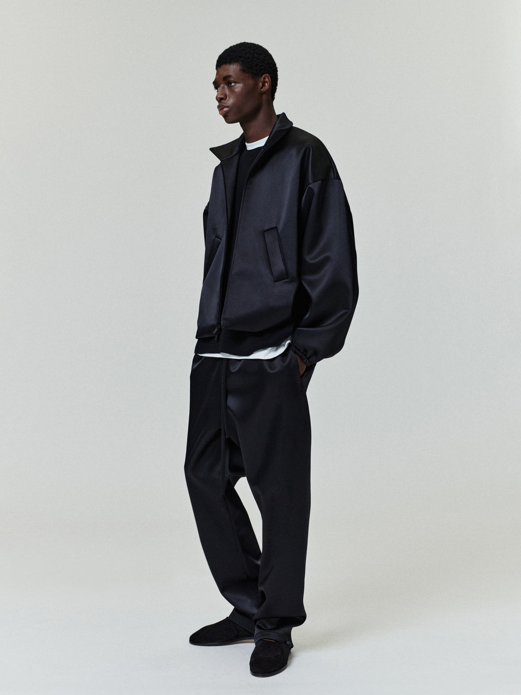 Fear of God Essentials Bonded Satin Relaxed Track Pant Black