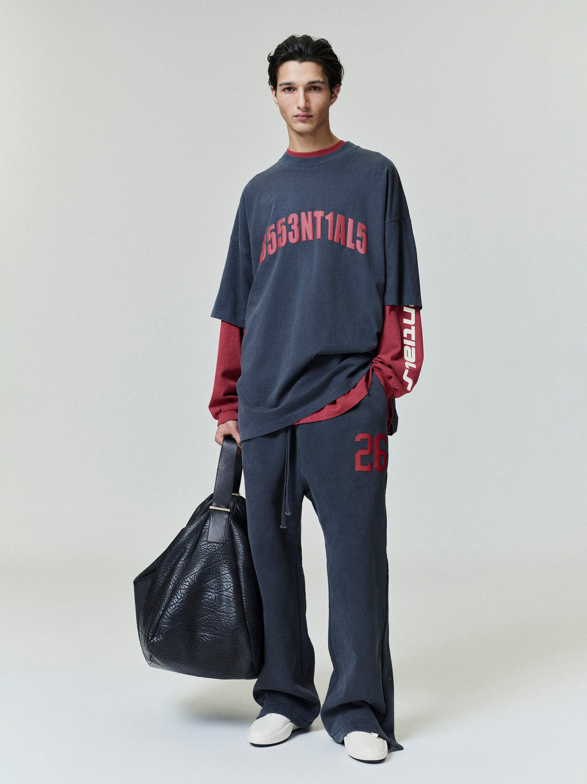 Fear of God Essentials Chicago City Exclusive 90s Oversized Tee Black Red