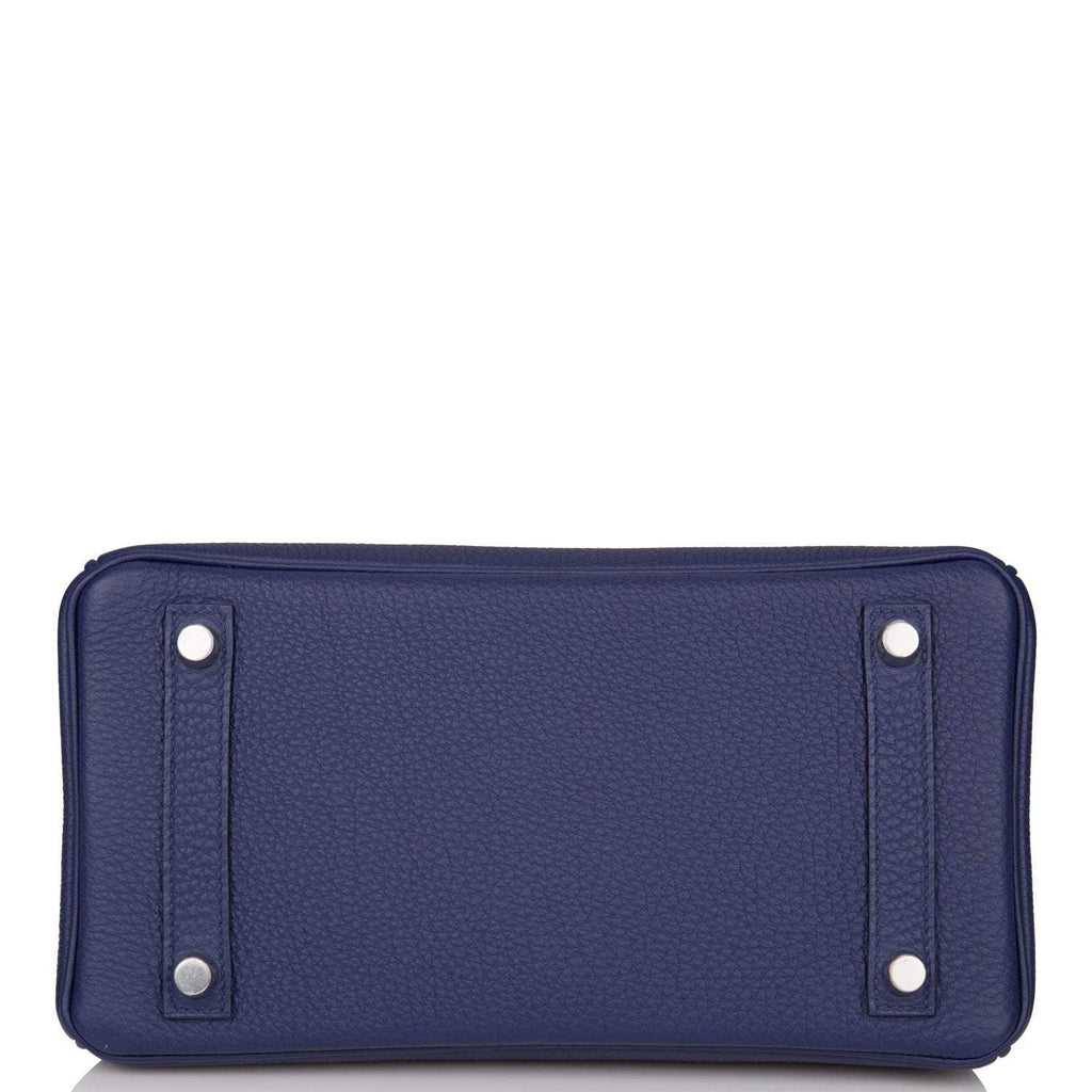 Hermes Bleu Encre Verso Togo Birkin 25cm Palladium Hardware