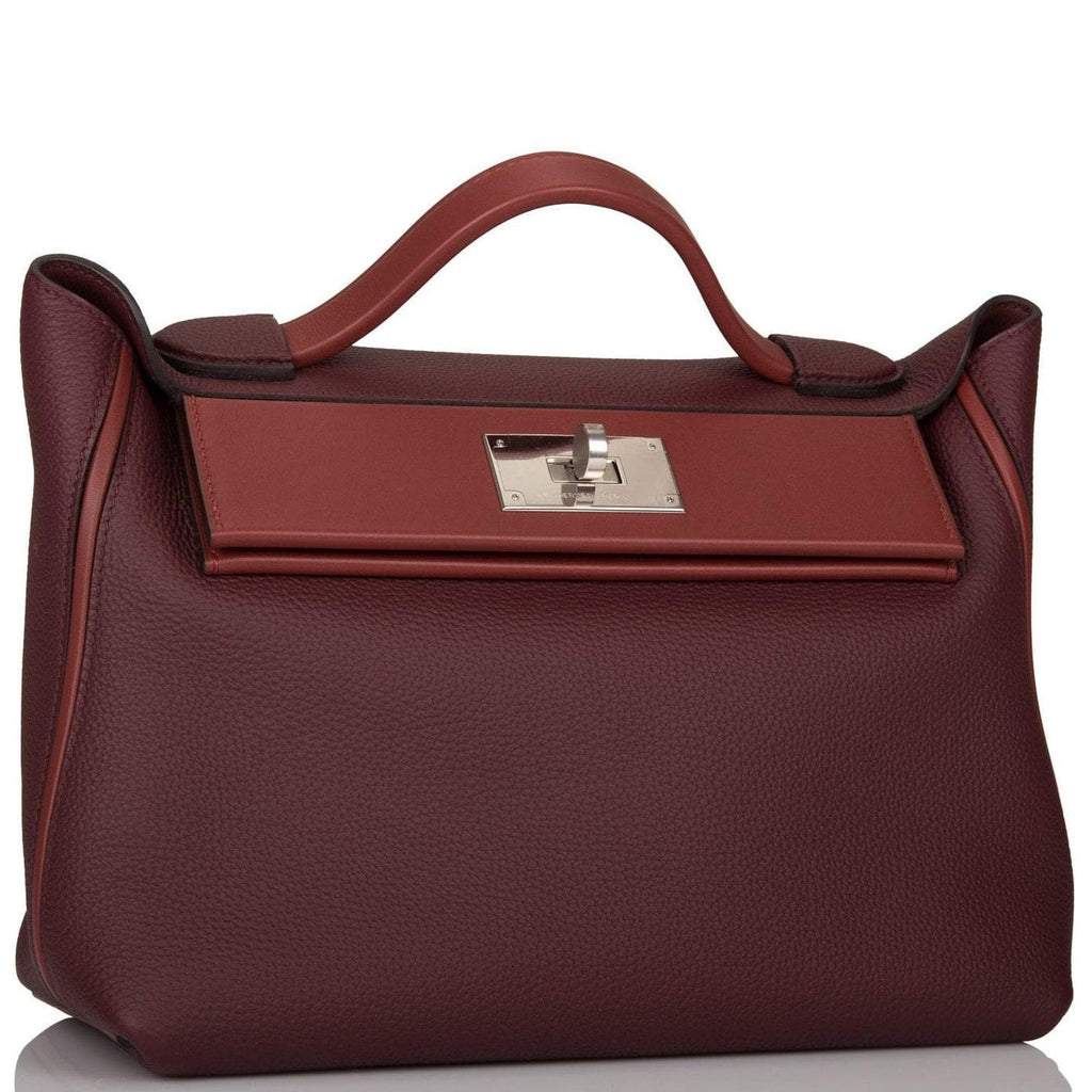 Hermes Bordeaux and Rouge H 24/24 Bag 29cm Palladium Hardware