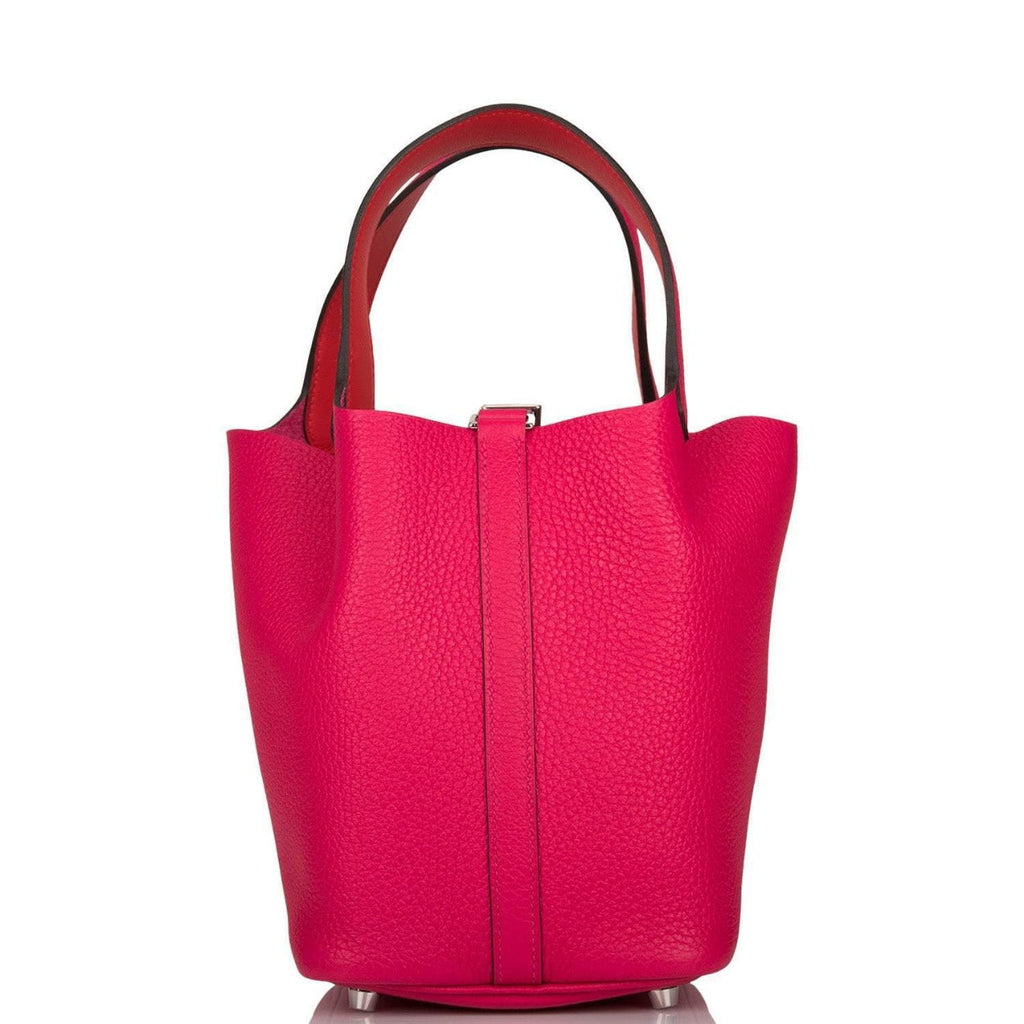 Hermes Rose Mexico Clemence Picotin Lock 18cm Palladium Hardware