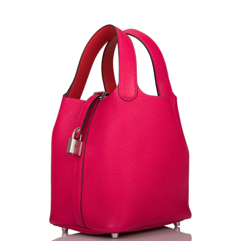 Hermes Rose Mexico Clemence Picotin Lock 18cm Palladium Hardware