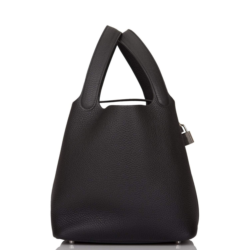 Hermes Black Clemence Picotin Lock 22cm Palladium Hardware