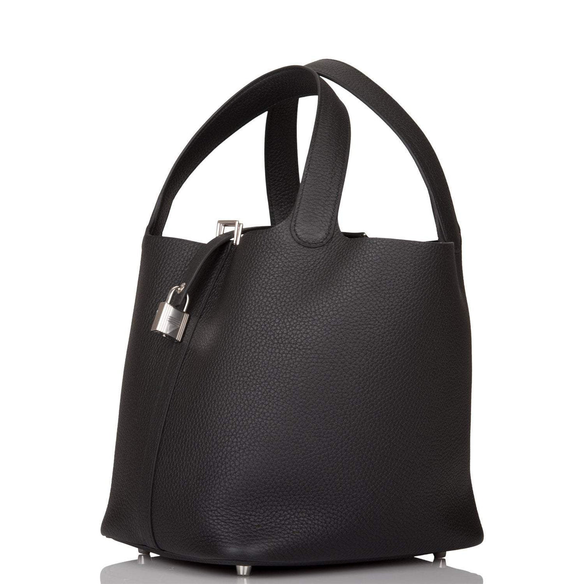 Hermes Black Clemence Picotin Lock 22cm Palladium Hardware
