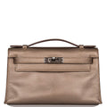 Vintage Hermes Kelly Pochette Bronze Chèvre Ruthenium Hardware Woman