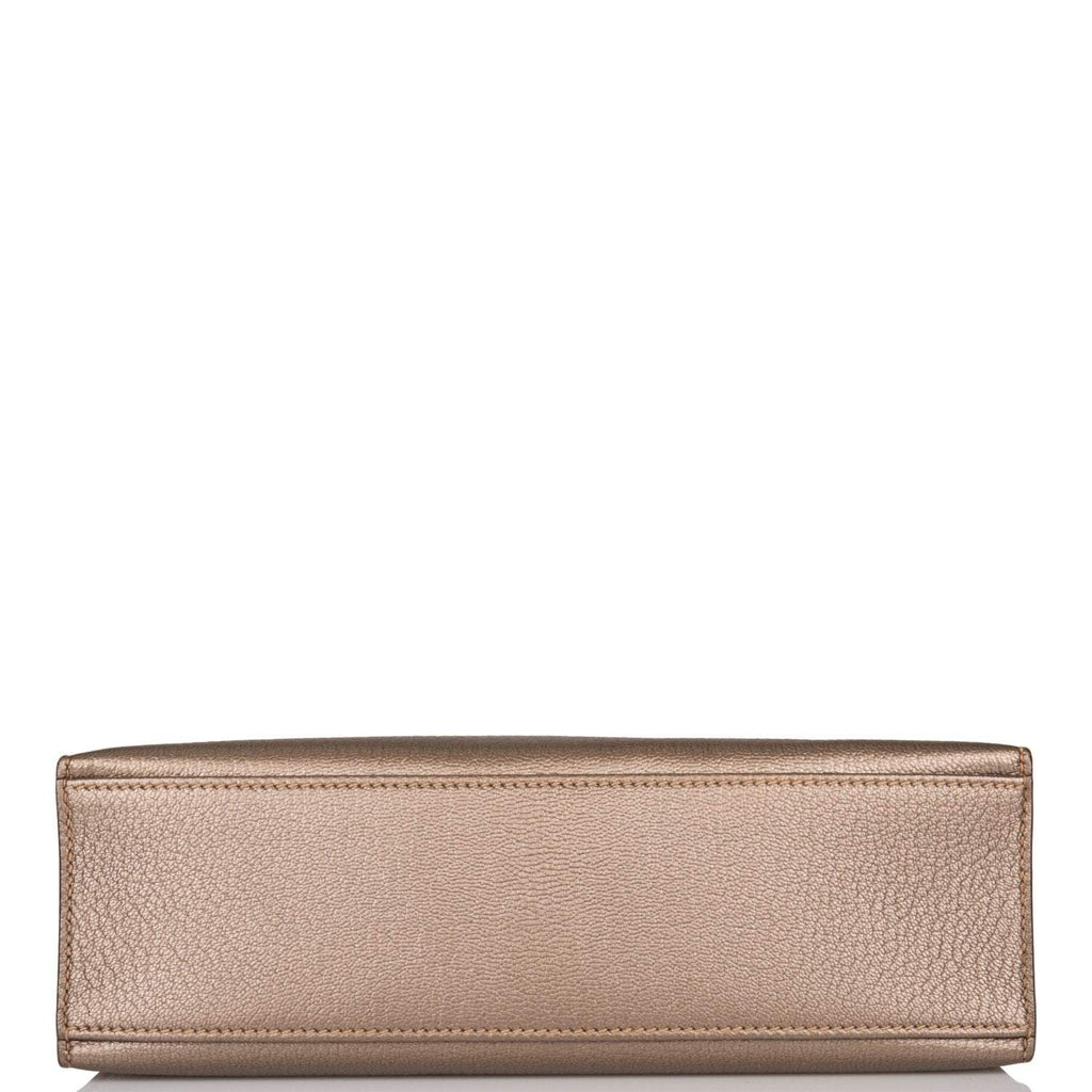 Vintage Hermes Kelly Pochette Bronze Chèvre Ruthenium Hardware Woman