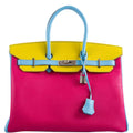 Hermes Birkin 35 HSS Rose Tyrien Blue Celeste Lime Epsom Palladium Hardware 2011 O