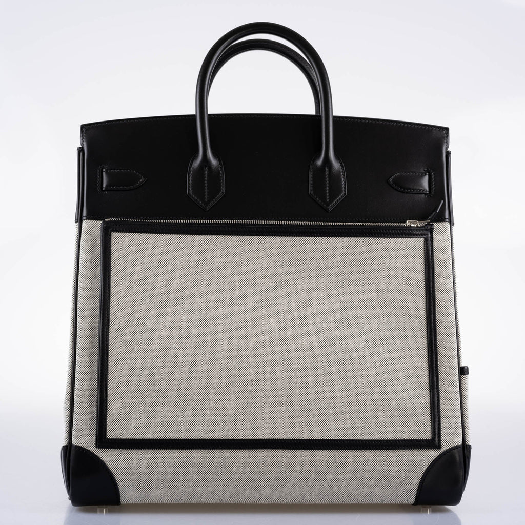 Hermes Cargo HAC Birkin 40 Black Box Toile Palladium Hardware 2021 Z