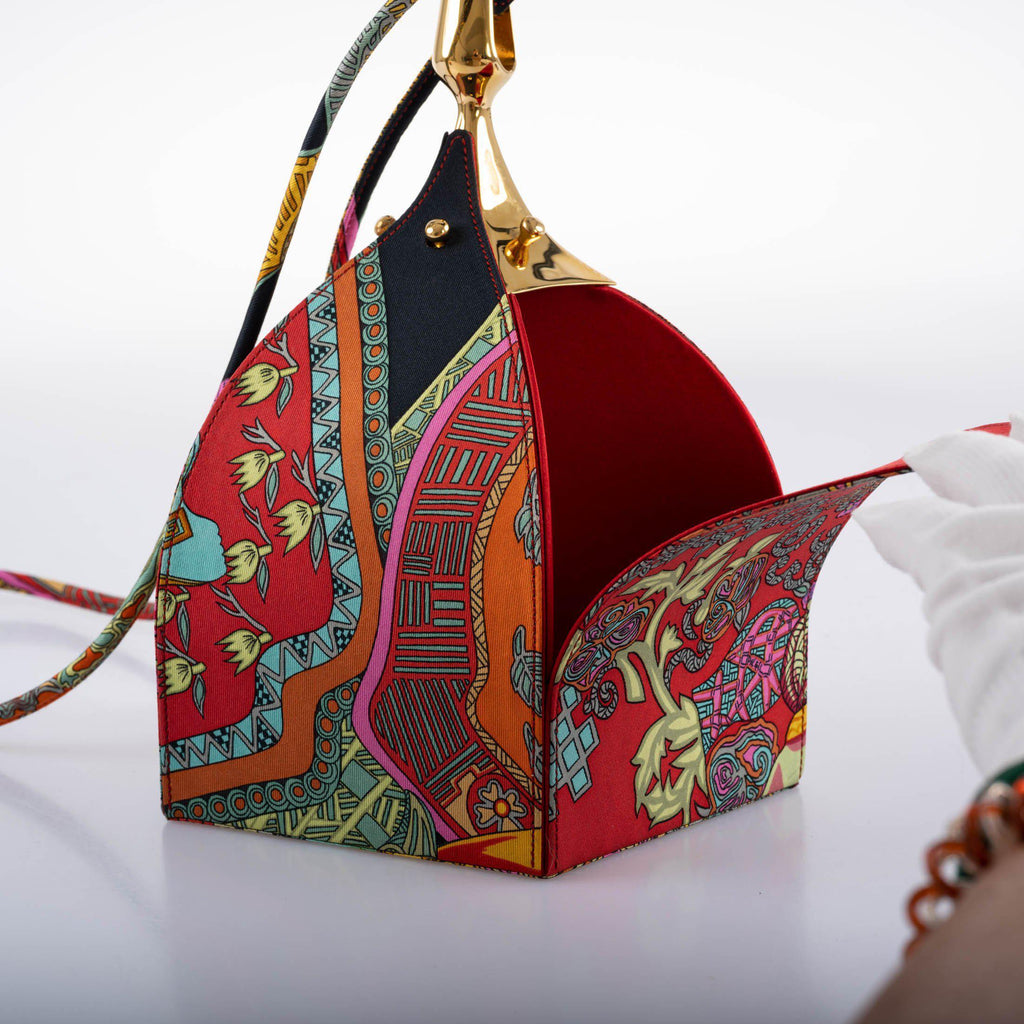 Hermes Silk 'Art des Steppes' Yurt Runway Bag 1991