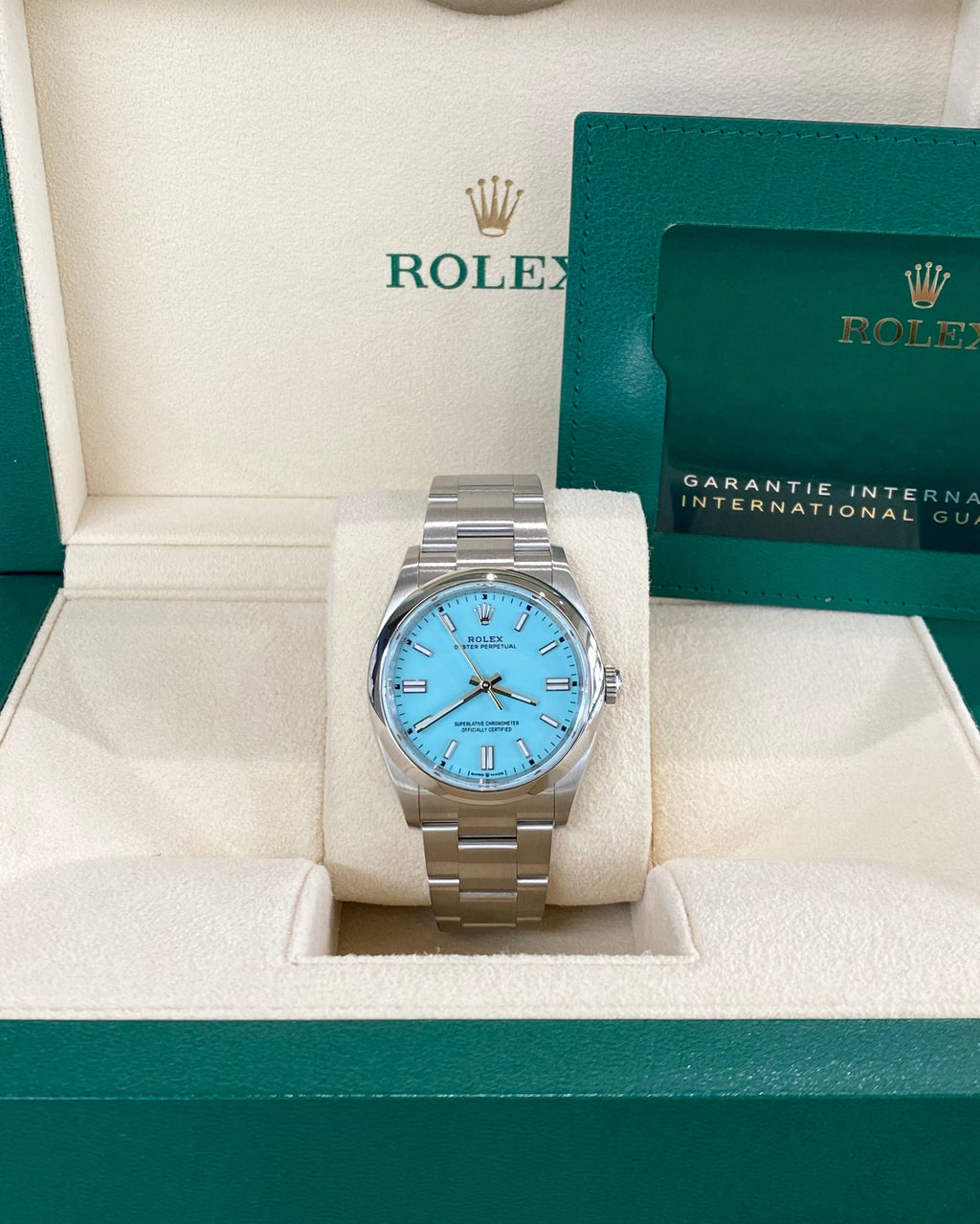 Rolex Oyster Perpetual 36 126000 Turquoise Blue Dial Watch