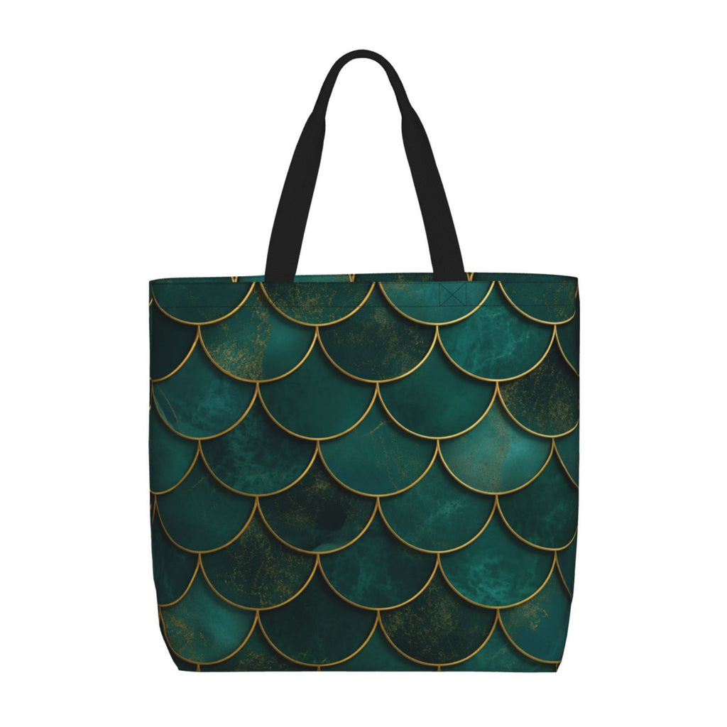 Bag Ag Teal Scale Zippered Large Capacity Tote Bag