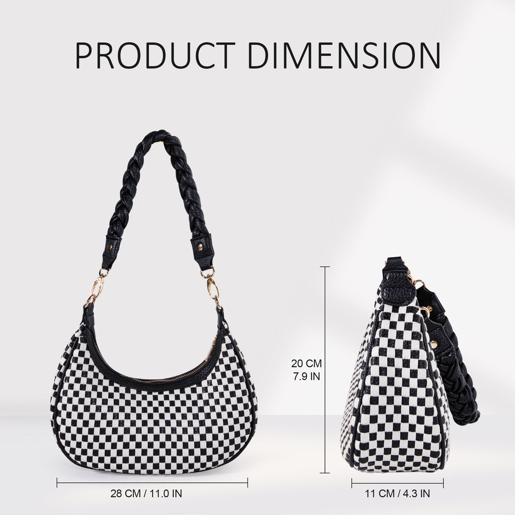 Bag Ag Woman Woven Vegan Leather Hobo Handbag