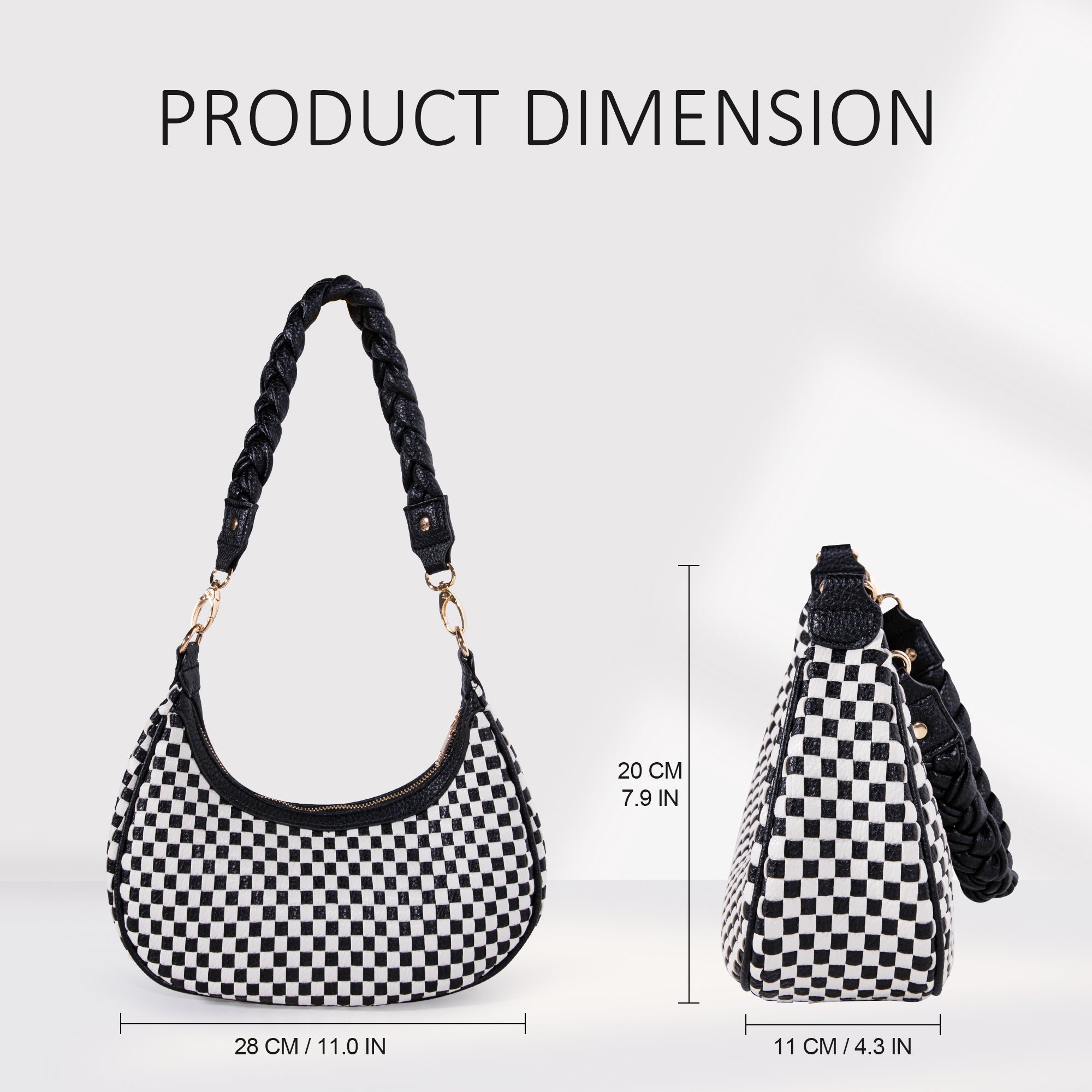 Bag Ag Woman Woven Vegan Leather Hobo Handbag