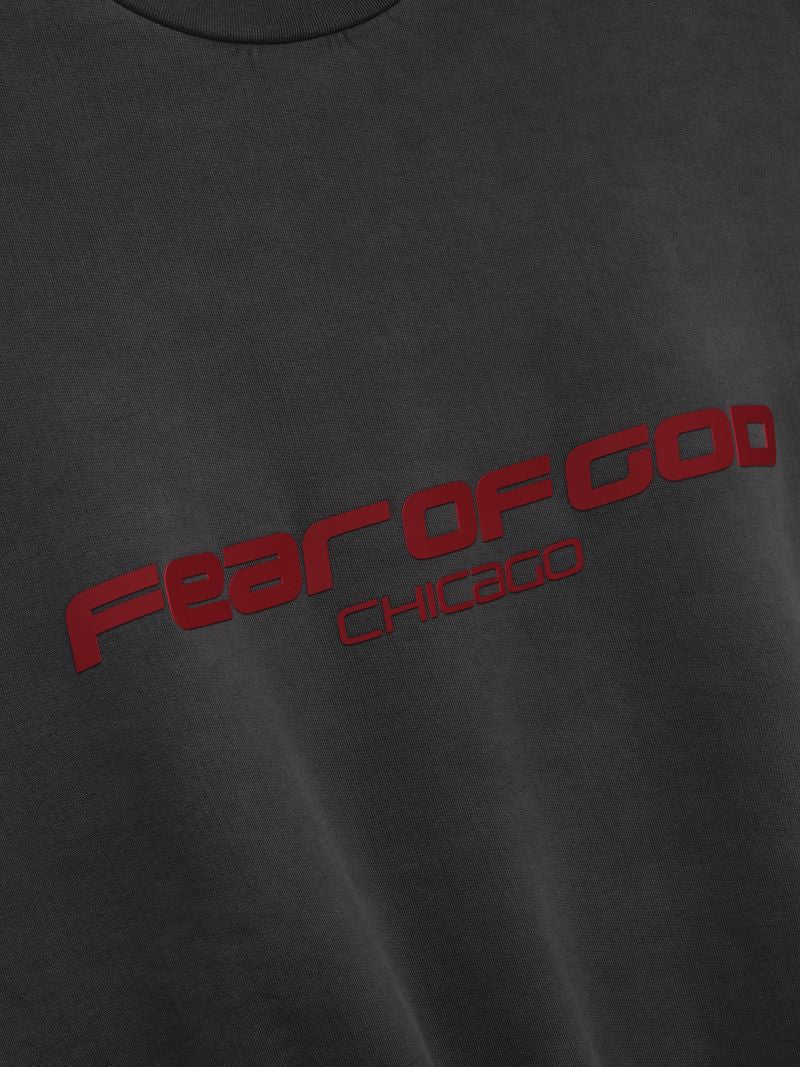 Fear of God Essentials Chicago Heavy Fleece Cropped Sweatshirt Dark Grey Red