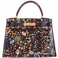 Hermes Kelly 28 Black Box with Qashqai design front view