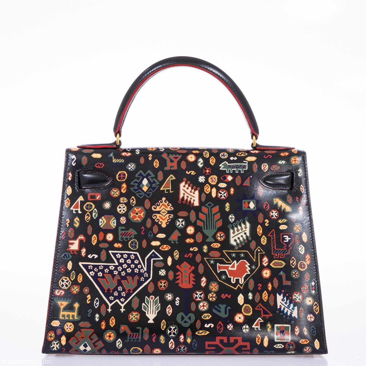 Side angle of Hermes Kelly 28 with Gold hardware
